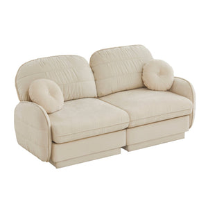 English Elm Chenille Cloud Loveseat with Quilted Back Pillows Deep Seat Comfort for Living Room W714S01747