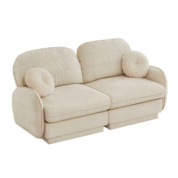 English Elm Chenille Cloud Loveseat with Quilted Back Pillows Deep Seat Comfort for Living Room W714S01747