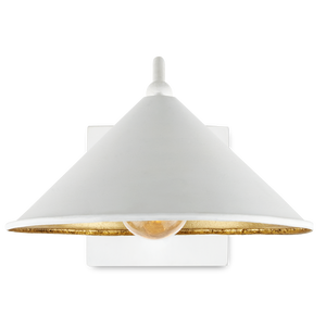 Serpa White Swing-Arm Wall Sconce - Modern Industrial Light with Gold Leaf Shade for Stylish Rooms