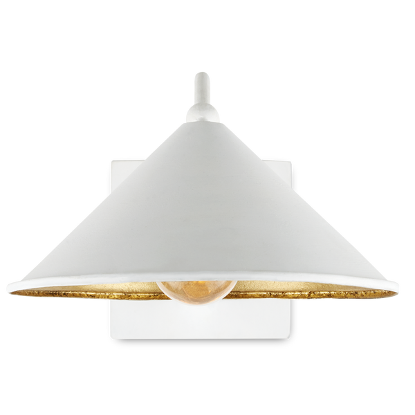 Serpa White Swing-Arm Wall Sconce - Modern Industrial Light with Gold Leaf Shade for Stylish Rooms