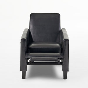 English Elm Christopher Knight Home® - Black Black Fax Leather Push Back Chair — Ergonomic PU Leather Recliner, Plush Padding, Durable Frame 52422.00PUBLK