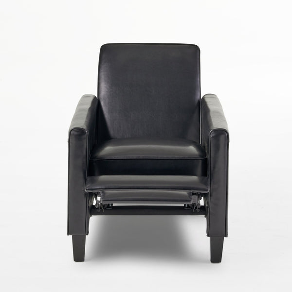 English Elm Christopher Knight Home® - Black Black Fax Leather Push Back Chair — Ergonomic PU Leather Recliner, Plush Padding, Durable Frame 52422.00PUBLK