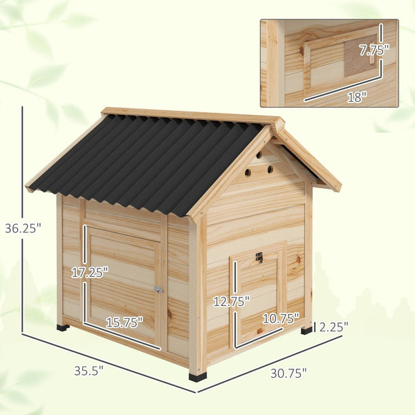 English Elm Pet Duck Coop Solid Fir Wood Backyard House with Openable Roof and Ventilation T3971P433204