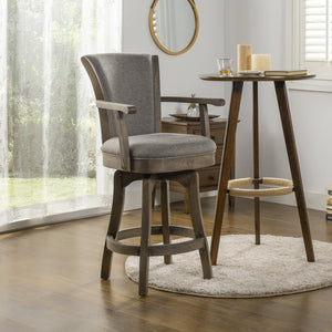 English Elm Jennifer Taylor Home - Williams 27In Swivel Counter Height Bar Stool In Heathered Grey Linen - Stylish Comfort And Durability B2719P238371