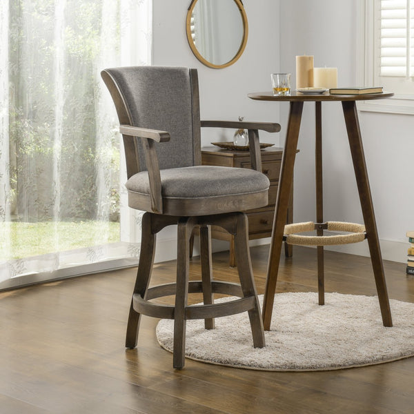 English Elm Jennifer Taylor Home - Williams 27In Swivel Counter Height Bar Stool In Heathered Grey Linen - Stylish Comfort And Durability B2719P238371