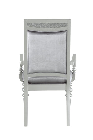 English Elm Maverick Elegant Fabric Side Chair with Rhinestone Inlays, Turned Legs & Padded Seat for Dining Silver 43 L x 23 W x 18 H B2726P269247