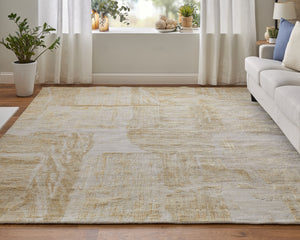 Feizy Rugs Eas69ftf Eastfield Modern Abstract Hand-loomed Viscose And Wool Rug - Artisanal Style For Any Space Yellow,Ivory,Gold Viscose,Wool Eas69ftfgldivyj00