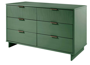 English Elm Granville 55" Sage Green Dresser - 6-Drawer Solid Wood Storage With Gold Handles & Modern Design B365S00088