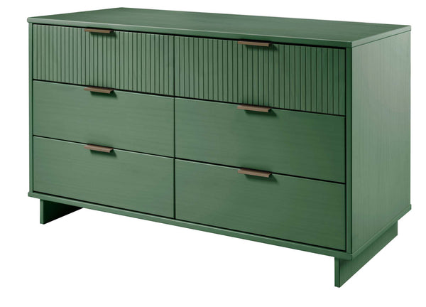 English Elm Granville 55" Sage Green Dresser - 6-Drawer Solid Wood Storage With Gold Handles & Modern Design B365S00088