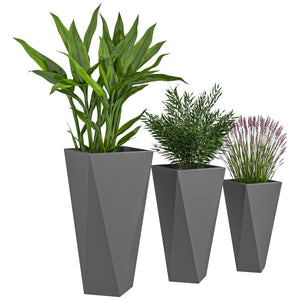 English Elm Outsunny Set Of 3 Stackable Tall Planters - Modern Mgo Design With Drainage For Indoor & Outdoor Use W2225P217246-GIGA