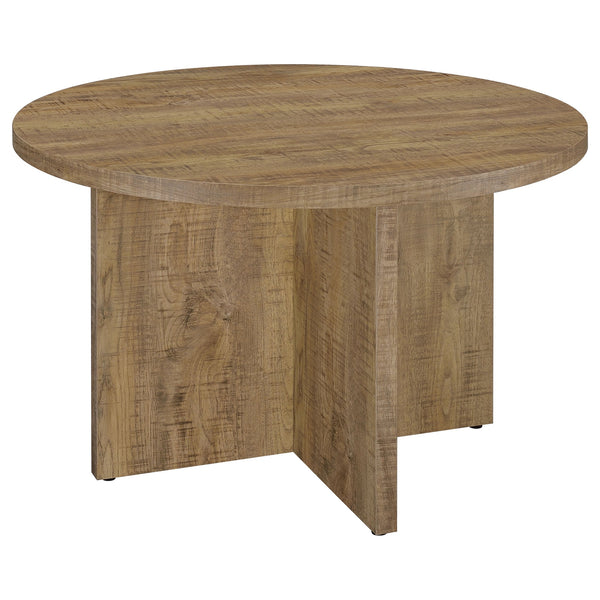 English Elm Larrabee Mango Round Dining Table - Modern Rustic Design With Geometric Base For Stylish Entertaining B062P353241