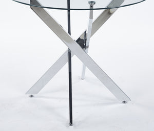 English Elm 1+4,5Pieces Mid-Century Modern Dining Set With Glass Top, Metal Legs For 4-6 People, Stylish & Versatile W234S00120