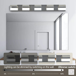 English Elm Modern Chrome 5-light Led Vanity Bar Acrylic Shades Bathroom Wall Fixture W1340P197252