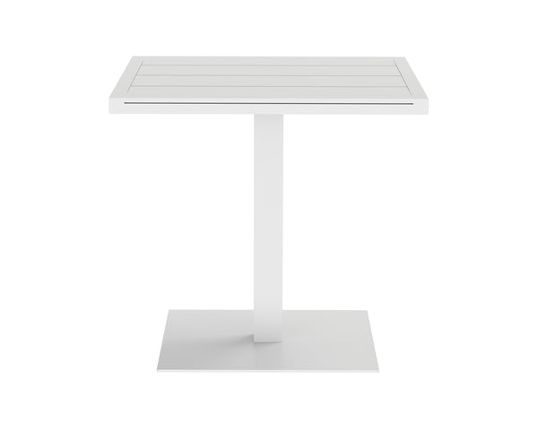 Sunpan Merano Bistro Table – Modern Aluminum Design with Sleek Lines, Weather-Resistant & Stylish Appeal White