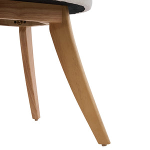 English Elm Modern Beige Fabric Dining Chairs Walnut Rubberwood Base Curved Back Set of 2 N768P391169N
