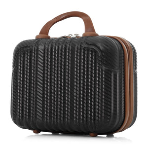 English Elm 6-piece Hardshell Abs Luggage Set with Spinner Wheels Tsa Lock and Scratch Resistant Shell Black Brown N730P354689B