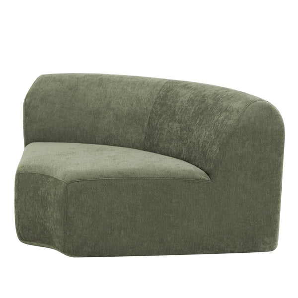 English Elm 111" Curved Sectional Sofa Set Plush Lamb Wool Upholstery Deep Seat Ottoman Lounge Green N767P371305G