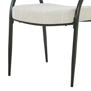 English Elm Upholstered Gray Fabric Dining Chair Set of Two with Sleek Metal Legs Modern Style N768P184752B