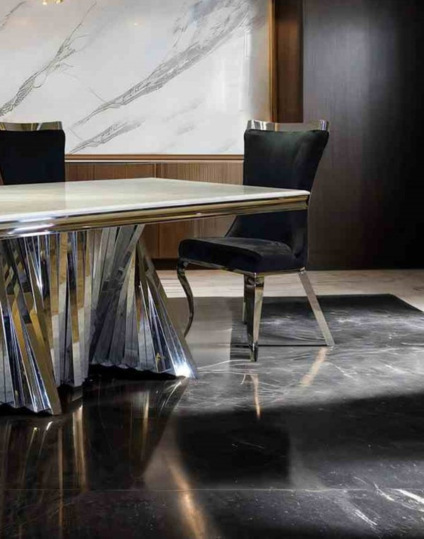 English Elm Glam 2Pc Side Chair Set With Tiger Print Upholstery, Black Finish & Silver Legs For Modern Spaces B2741S00728