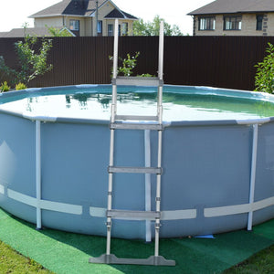 English Elm Outsunny A-frame Above Ground Pool Ladder with Platform Galvanized Steel 48 Inch W2225P200795