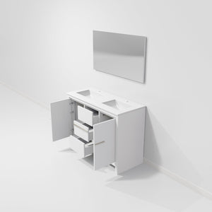 English Elm White Double Bath Vanity With 43 In. Mirror, Elegant White Quartz Top, And Ample Storage Solutions B2731S01492-GIGA
