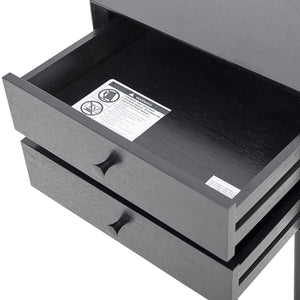 English Elm Christopher Knight Home® - Nightstand with 2 Drawers Mid-Century Acacia Wood, Splayed Legs, Brass Hardware, Easy-Glide Storage Black 20.5 L x 17.5 W x 14.75 H N761P180219B