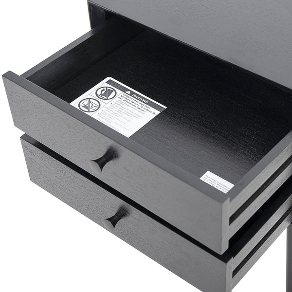 English Elm Christopher Knight Home® - Nightstand with 2 Drawers Mid-Century Acacia Wood, Splayed Legs, Brass Hardware, Easy-Glide Storage Black 20.5 L x 17.5 W x 14.75 H N761P180219B