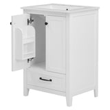 English Elm 24" Bathroom Vanity With Sink, Bathroom Vanity Cabinet With One Drawer and Doors, Solid Wood and Mdf, White