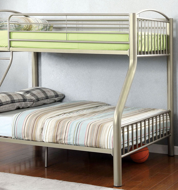 English Elm Twin Industrial Metal Bunk Bed with Wood Panels and Built-In Ladder, Guarded Top, Versatile Layouts Metallic Grey 76 L x 62 W x 9 H B2741P353748