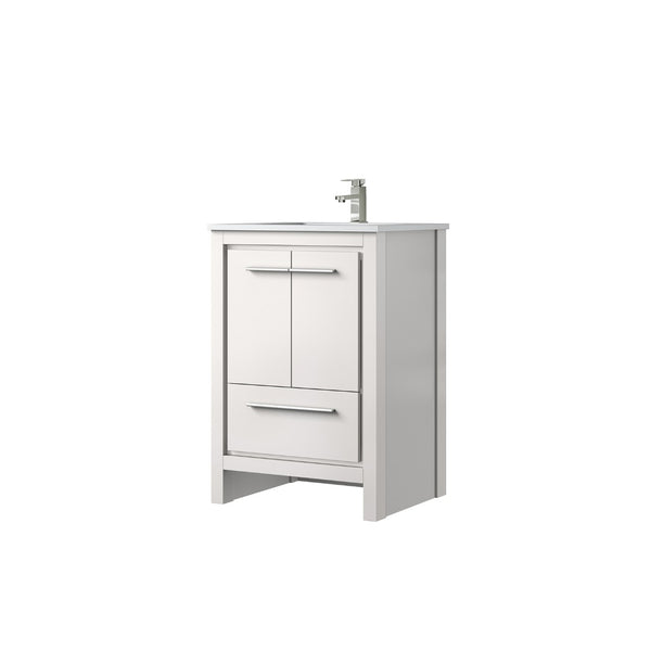 English Elm White Bath Vanity With Cultured Marble Top, Brushed Nickel Faucet – Perfect For Small Spaces! B2731P259281-GIGA