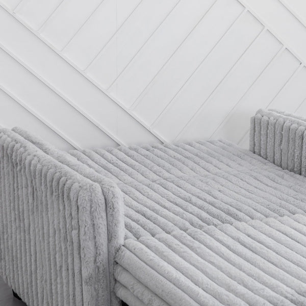 English Elm 3 in 1 Convertible Sleeper Sofa Bed with Plush Fabric, Spring Support, Cozy Skin-Friendly Comfort Light Gray W1767P195964