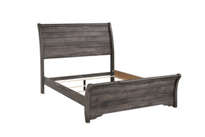 English Elm 1Pc Contemporary Queen Sleigh Bed With Curved Headboard, Gray Finish - Modern Minimalist Design B2741S00254