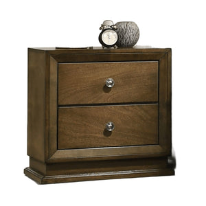 English Elm Walnut Transitional Nightstand 23.5"W x15"D x23"H – Engineered Wood, Dovetail Drawers, Zinc Bronze Knob B2741P326707