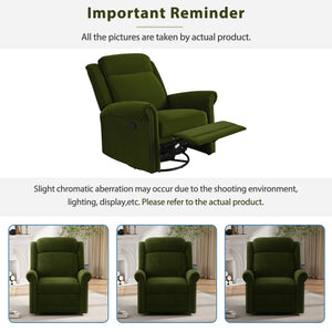 English Elm Christopher Knight Home® - 360° Swivel Recliner Plush Velvet Manual Rocker with Infinite Recline Support for Living Room Comfort Green N763P202666E