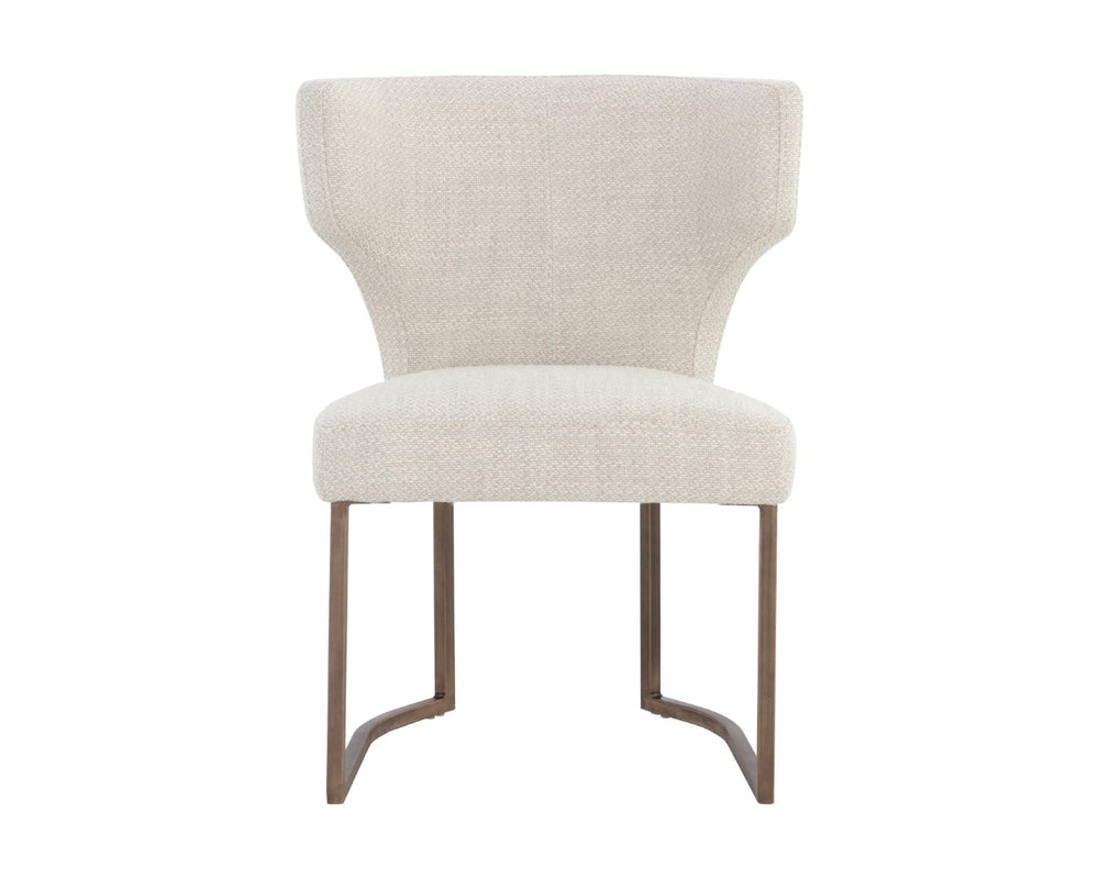 Sunpan YORKVILLE Dining Chair - Modern Wingback Design with Luxe Performance Fabric & Antique-Brass Legs 107812