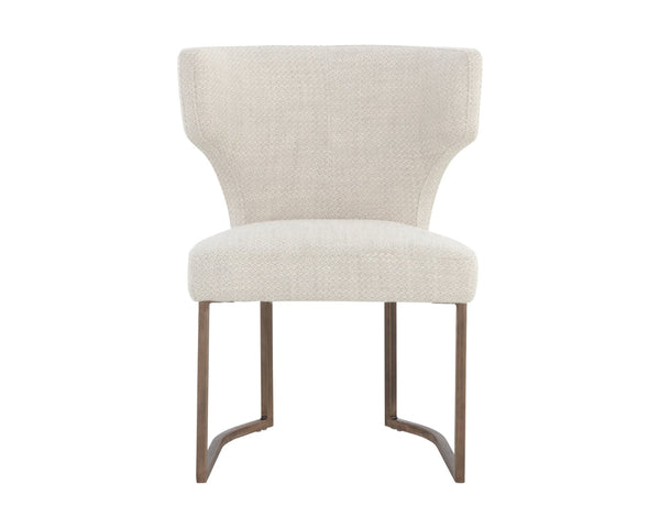 Sunpan YORKVILLE Dining Chair - Modern Wingback Design with Luxe Performance Fabric & Antique-Brass Legs 107812