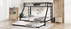 English Elm Twin Xl Over Queen Metal Bunk Bed With Trundle - Space-Saving, Durable, Modern Black Design! W1580S00132-GIGA