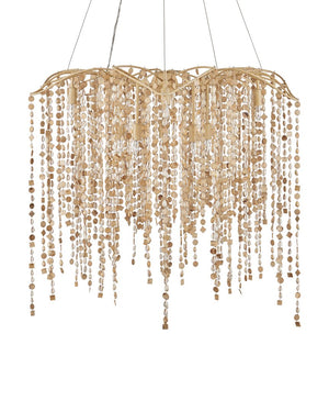 Currey & Company Kealia Large Chandelier - Stunning Biophilic Design With Hand-beaded Shells And Adjustable Height Natural Coco Shells ,Shells ,Wrought Iron 9000-1300-currey-company