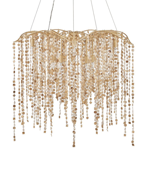 Currey & Company Kealia Large Chandelier - Stunning Biophilic Design With Hand-beaded Shells And Adjustable Height Natural Coco Shells ,Shells ,Wrought Iron 9000-1300-currey-company