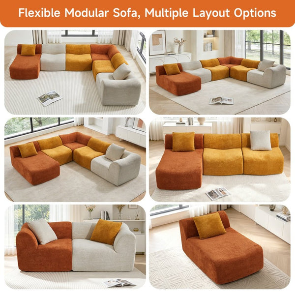 English Elm Modular Teddy Fleece Cloud Sectional Legless Sofa for Living Room Apartment W1765S00128