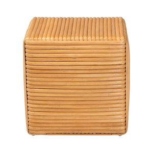 English Elm Bohemian Woven Rattan Round Footstool with Cushion for Living Room Boho Decor B2750P467632