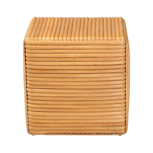 English Elm Bohemian Woven Rattan Round Footstool with Cushion for Living Room Boho Decor B2750P467632