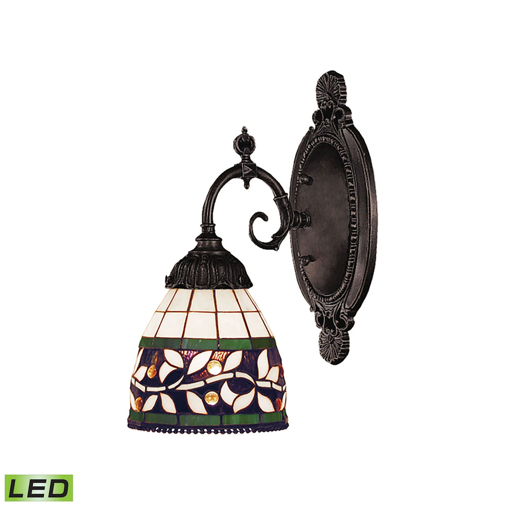 Mix-N-Match 10'' High 1-Light Wall Lamp - Tiffany Bronze with Tiffany Style Glass 071-TB-13 Elk Lighting