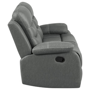 English Elm Kenneth Dark Grey Reclining Loveseat with Tufted Upholstery, Pillowtop Arms & Contrast Stitching B062P353278