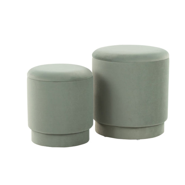 English Elm Ottoman Set Nesting Storage Cubes Upholstered in Rich Fabric for Modern Living Spaces B202P471505
