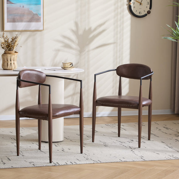 English Elm Christopher Knight Home® - Dining Arm Chairs Set Of 2 - Modern Dark Brown Upholstered Design With Iron Frame For Comfort N771P232981W