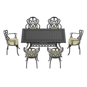 English Elm 7-piece Cast Aluminum Outdoor Dining Set with Petal Motif Detail and Weather Resistant Frame W1710S00577