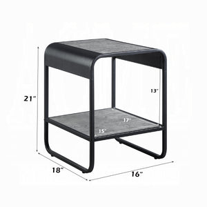 English Elm Modern End Table With Faux Concrete Top & Matte Black Metal Frame - Stylish Storage For Any Room B2741P337031