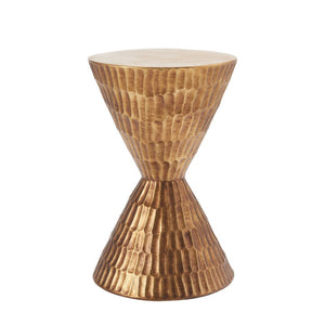 English Elm 13.78 Inch Handmade Mgo Geometric Side Table Gold Metallic Accent for Indoor Outdoor N772P390771C