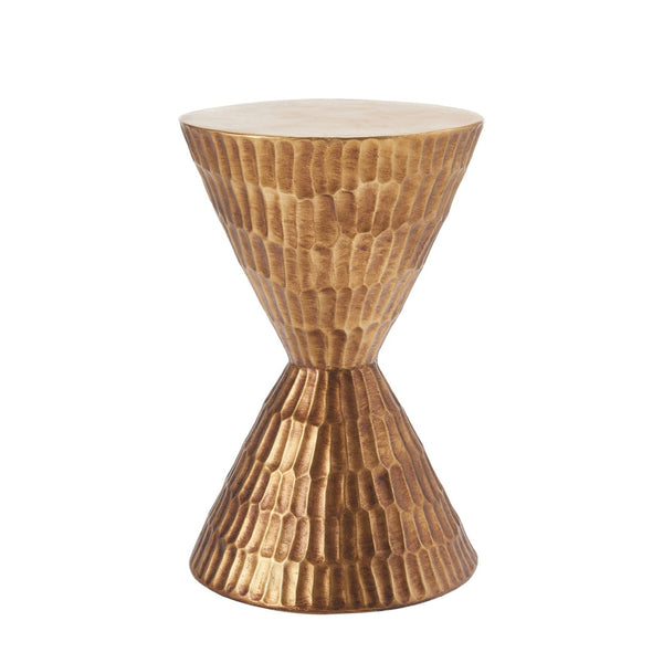 English Elm 13.78 Inch Handmade Mgo Geometric Side Table Gold Metallic Accent for Indoor Outdoor N772P390771C